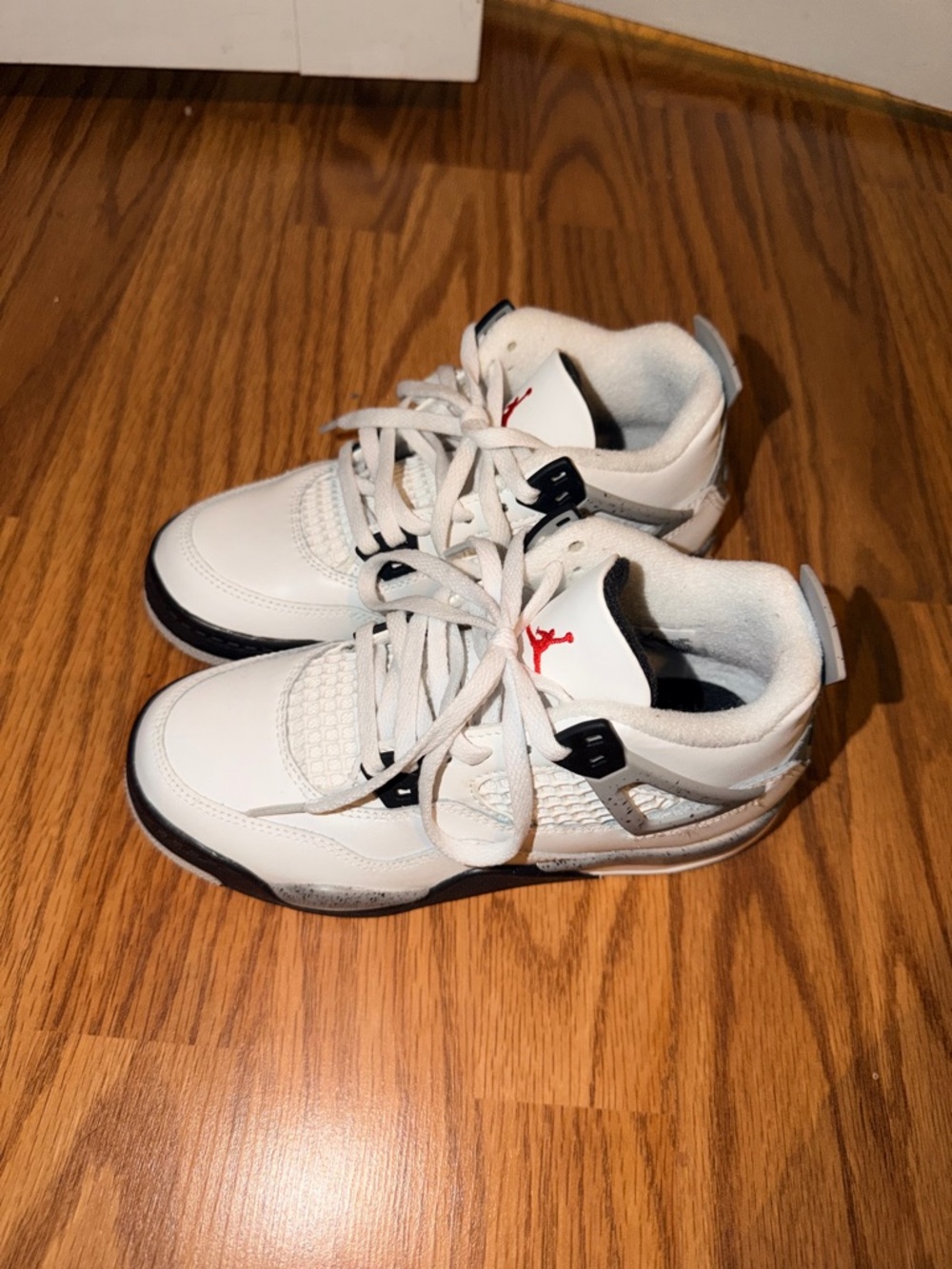 Worn once Jordan Kids White Sneakers with Black and Red Accents